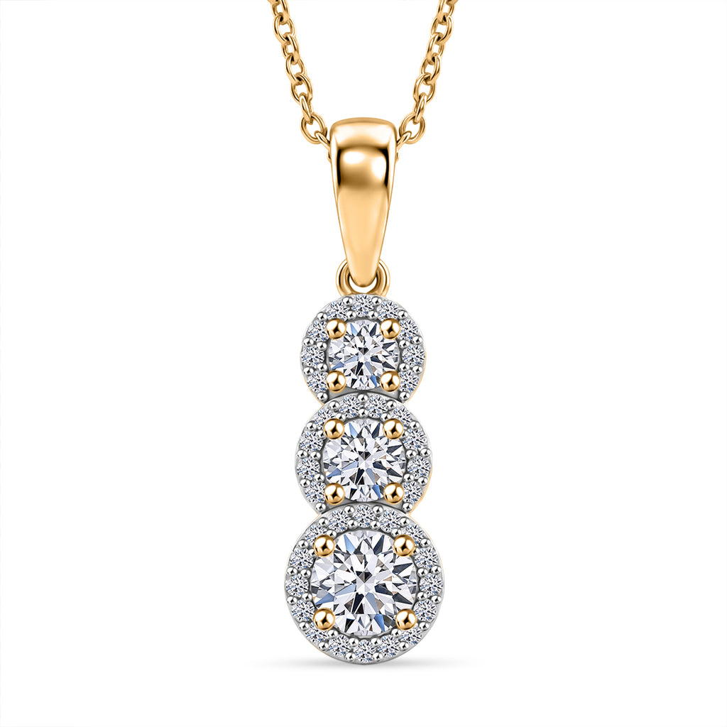 Luxuriant - Lab Grown Diamond (SI/G-H) Drop Pendant with Chain (Size 20) in 18K Vermeil Yellow Gold Plated Sterling Silver 0.80 Ct._4473658