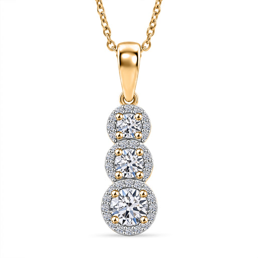 Luxuriant - Lab Grown Diamond (SI/G-H) Drop Pendant with Chain (Size 20) in 18K Vermeil Yellow Gold Plated Sterling Silver 0.80 Ct.