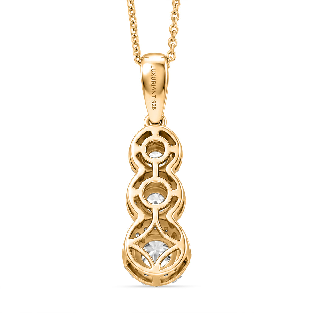 Luxuriant - Lab Grown Diamond (SI/G-H) Drop Pendant with Chain (Size 20) in 18K Vermeil Yellow Gold Plated Sterling Silver 0.80 Ct._4473658_4
