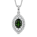Natural Chrome Diopside,  Moissanite Pendant with Torn Chain 19DC (Size 20) in Rhodium Overlay Sterling Silver 1.84 ct  3.240  Ct._4473682