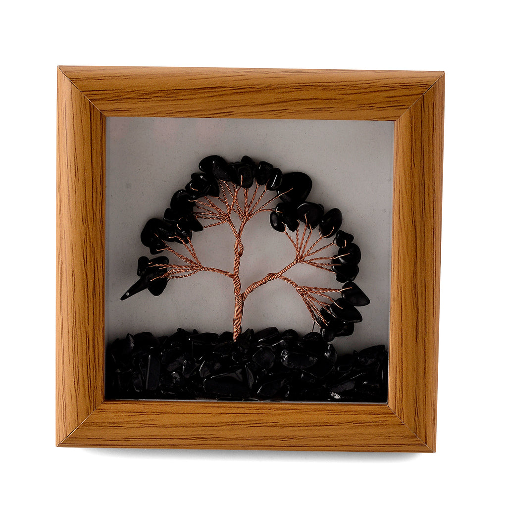 Set of 2 - Natural Shungite Stretchable Bracelet (Size - 7) & Life of Tree Photo Frame 300.00 Ct._4473931_5