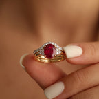 Luxuriant - Set of 2 - African Ruby & Moissanite Ring in 18K Vermeil Yellow Gold Plated Sterling Silver 2.50 Ct._4474853_3