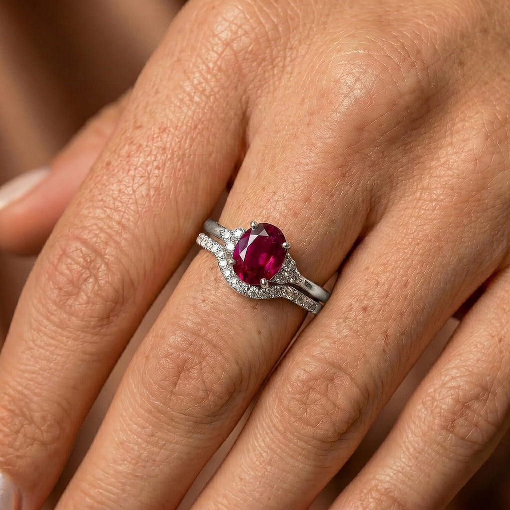 Set of 2 - Luxuriant African Ruby & Lab Grown Diamond (SI/G-H) Ring in Rhodium Overlay Sterling Silver 2.40 Ct._4474902_2