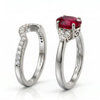 Set of 2 - Luxuriant African Ruby & Lab Grown Diamond (SI/G-H) Ring in Rhodium Overlay Sterling Silver 2.40 Ct._4474902_3