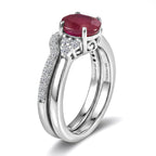 Set of 2 - Luxuriant African Ruby & Lab Grown Diamond (SI/G-H) Ring in Rhodium Overlay Sterling Silver 2.40 Ct._4474902_5