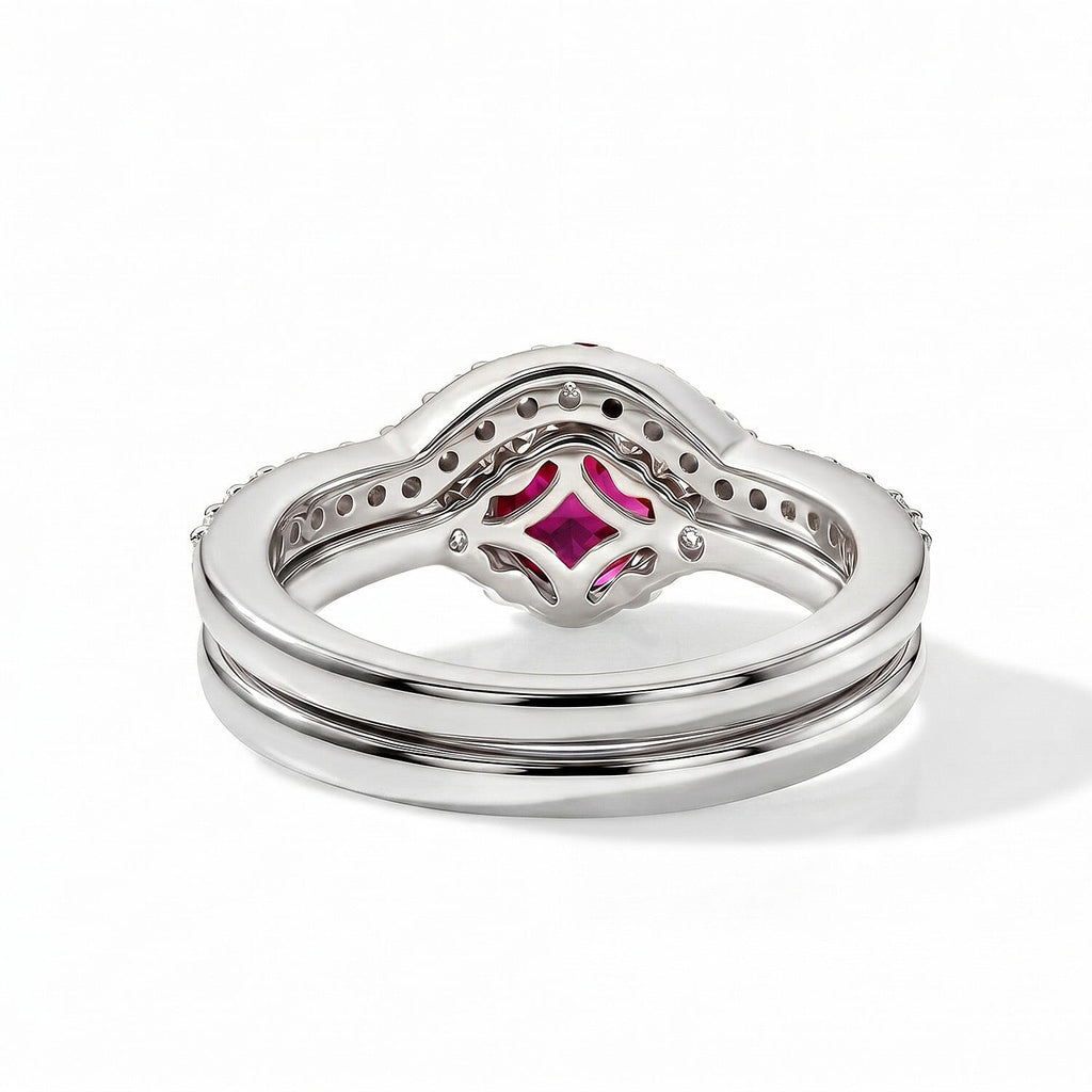 Set of 2 - Luxuriant African Ruby & Lab Grown Diamond (SI/G-H) Ring in Rhodium Overlay Sterling Silver 2.40 Ct._4474902_6
