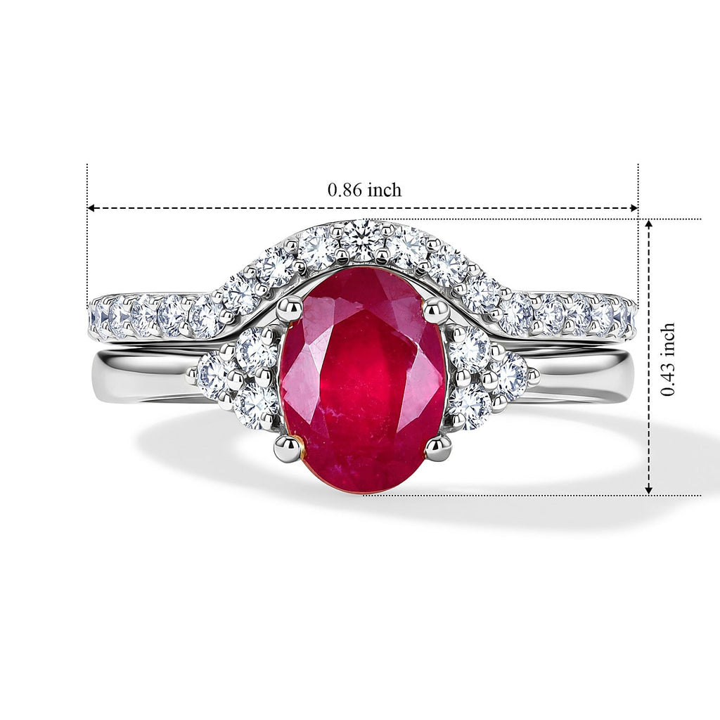 Set of 2 - Luxuriant African Ruby & Lab Grown Diamond (SI/G-H) Ring in Rhodium Overlay Sterling Silver 2.40 Ct._4474902_7