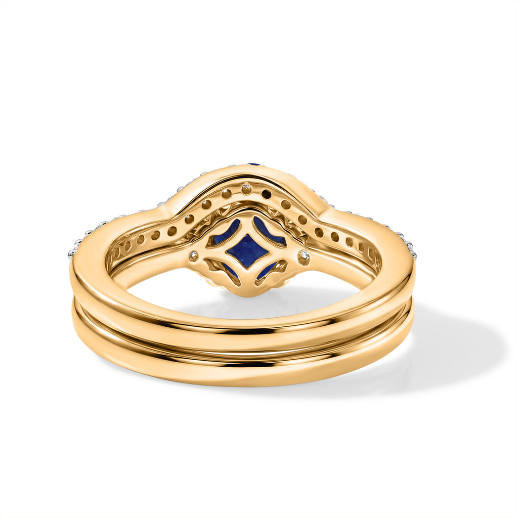 Set of 2 - Luxuriant Masoala Sapphire & Lab Grown Diamond (SI/G-H) Ring in 18K Vermeil Yellow Gold Plated Sterling Silver 2.50 Ct._4475102_5