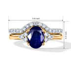 Set of 2 - Luxuriant Masoala Sapphire & Lab Grown Diamond (SI/G-H) Ring in 18K Vermeil Yellow Gold Plated Sterling Silver 2.50 Ct._4475102_6