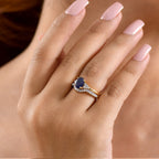 Set of 2 - Luxuriant Masoala Sapphire & Lab Grown Diamond (SI/G-H) Ring in 18K Vermeil Yellow Gold Plated Sterling Silver 2.50 Ct._4475107_1