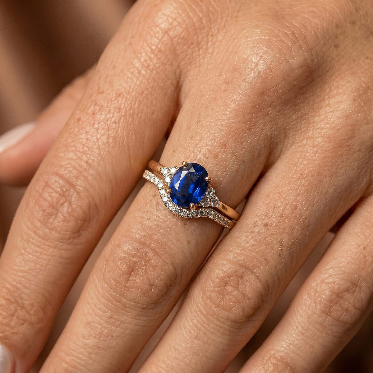 Set of 2 - Luxuriant Masoala Sapphire &amp; Lab Grown Diamond (SI/G-H) Ring in 18K Vermeil Yellow Gold Plated Sterling Silver 2.50 Ct. 4475107 3