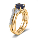 Set of 2 - Luxuriant Masoala Sapphire & Lab Grown Diamond (SI/G-H) Ring in 18K Vermeil Yellow Gold Plated Sterling Silver 2.50 Ct._4475107_5