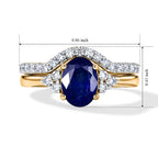 Set of 2 - Luxuriant Masoala Sapphire & Lab Grown Diamond (SI/G-H) Ring in 18K Vermeil Yellow Gold Plated Sterling Silver 2.50 Ct._4475107_7