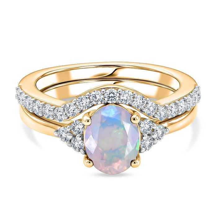 Set of 2 - Luxuriant Masoala Sapphire &amp; Lab Grown Diamond (SI/G-H) Ring in 18K Vermeil Yellow Gold Plated Sterling Silver 2.50 Ct. 4475102 1