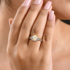 Set of 2 - Luxuriant Ethiopian Opal & Lab Grown Diamond (SI/G-H) Ring in 18K Vermeil Yellow Gold Plated Sterling Silver 1.25 Ct._4475131_1