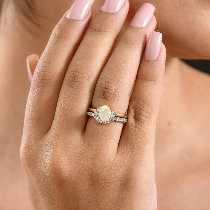 Set of 2 - Luxuriant Masoala Sapphire &amp; Lab Grown Diamond (SI/G-H) Ring in 18K Vermeil Yellow Gold Plated Sterling Silver 2.50 Ct. 4475102 2