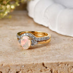 Set of 2 - Luxuriant Ethiopian Opal & Lab Grown Diamond (SI/G-H) Ring in 18K Vermeil Yellow Gold Plated Sterling Silver 1.25 Ct._4475131_2