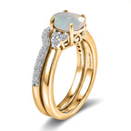 Set of 2 - Luxuriant Ethiopian Opal & Lab Grown Diamond (SI/G-H) Ring in 18K Vermeil Yellow Gold Plated Sterling Silver 1.25 Ct._4475131_3