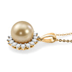 Luxuriant - AAA Golden South Sea Pearl (9-11mm) & Lab Grown Diamond (0.58ct) (SI/G-H) Halo Pendant with Chain (Size 20) in 18K Vermeil Yellow Gold Plated Sterling Silver_4475165_3