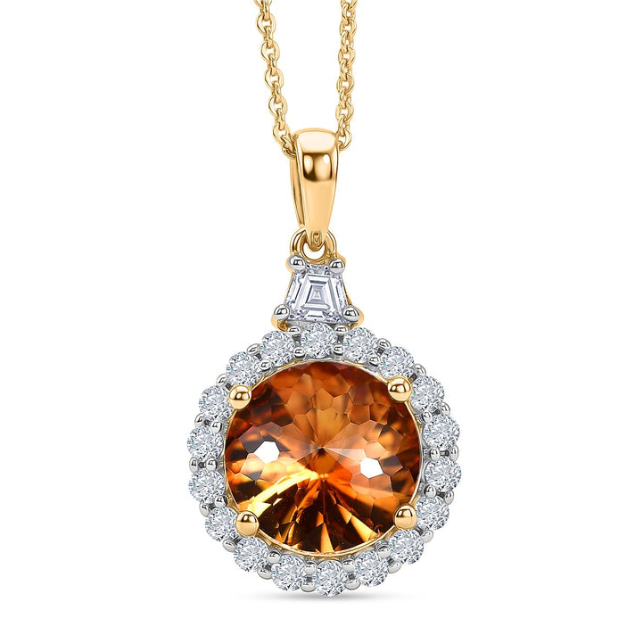 Certified and Appraised Citrine,  Moissanite Pendant with Torn Chain 19DC (Size 20) in 18K Yellow Gold Vermeil Sterling Silver 0.40 ct  3.450  Ct. 4475188 1