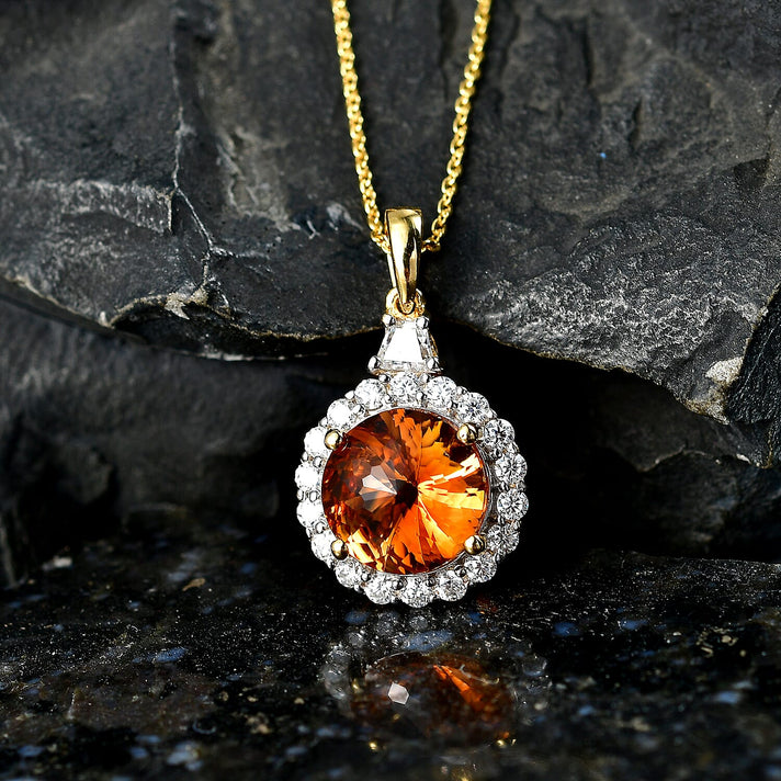 Certified and Appraised Citrine,  Moissanite Pendant with Torn Chain 19DC (Size 20) in 18K Yellow Gold Vermeil Sterling Silver 0.40 ct  3.450  Ct. 4475188 2
