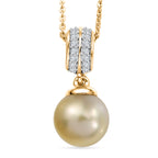 Luxuriant - Golden South Sea Pearl & Lab Grown Diamond (SI/G-H) Drop Pendant with Chain (Size 20) in 18K Vermeil Yellow Gold Plated Sterling Silver 7.76 Ct._4475205