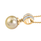 Luxuriant - Golden South Sea Pearl & Lab Grown Diamond (SI/G-H) Drop Pendant with Chain (Size 20) in 18K Vermeil Yellow Gold Plated Sterling Silver 7.76 Ct._4475205_3
