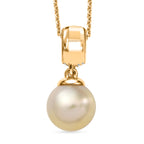 Luxuriant - Golden South Sea Pearl & Lab Grown Diamond (SI/G-H) Drop Pendant with Chain (Size 20) in 18K Vermeil Yellow Gold Plated Sterling Silver 7.76 Ct._4475205_4