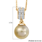Luxuriant - Golden South Sea Pearl & Lab Grown Diamond (SI/G-H) Drop Pendant with Chain (Size 20) in 18K Vermeil Yellow Gold Plated Sterling Silver 7.76 Ct._4475205_5