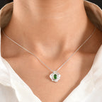 D'Joy - Ammolite Solitaire Pendant with Chain (Size 20) in Rhodium Overlay Sterling Silver_4475661_1