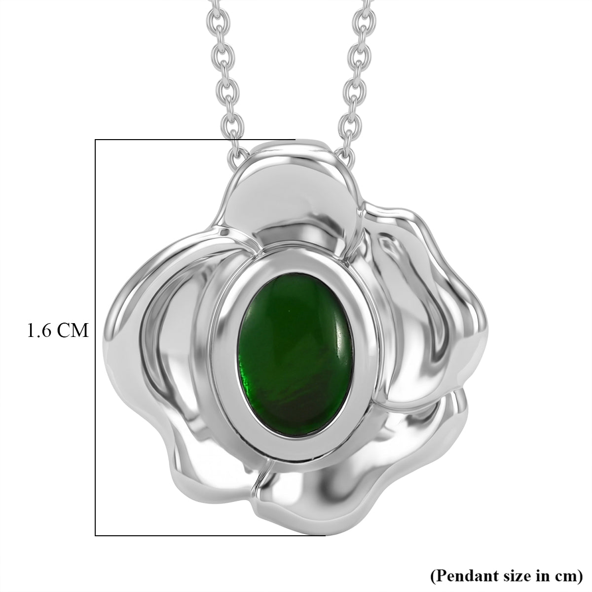 D'Joy - Ammolite Solitaire Pendant with Chain (Size 20) in Rhodium Overlay Sterling Silver V32513024 6