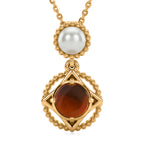 D'Joy - Ammolite & Fresh Water Pearl Drop Pendant with Chain (Size 20) in 18K Vermeil Yellow Gold Plated Sterling Silver 1.50 Ct._4475664
