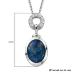 D'Joy - Boulder Opal & White Zircon Pendant with Chain (Size 20) in Rhodium Overlay Sterling Silver 1.35 Ct_4475724_5
