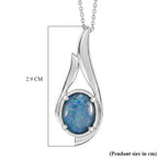 D'Joy - Boulder Opal Solitaire Pendant with Chain (Size 20) in Rhodium Overlay Sterling Silver 1.50 Ct._4475725_6