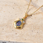 D'Joy - Boulder Opal Natural Chrome Diopside & White Zircon Pendant with Chain (Size 20) in Yellow Gold Plated Sterling Silver_4475728_2
