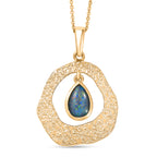 D'Joy - Boulder Opal Pear Cut Solitaire Pendant with Chain (Size 20) in Yellow Gold Plated Sterling Silver_4475729