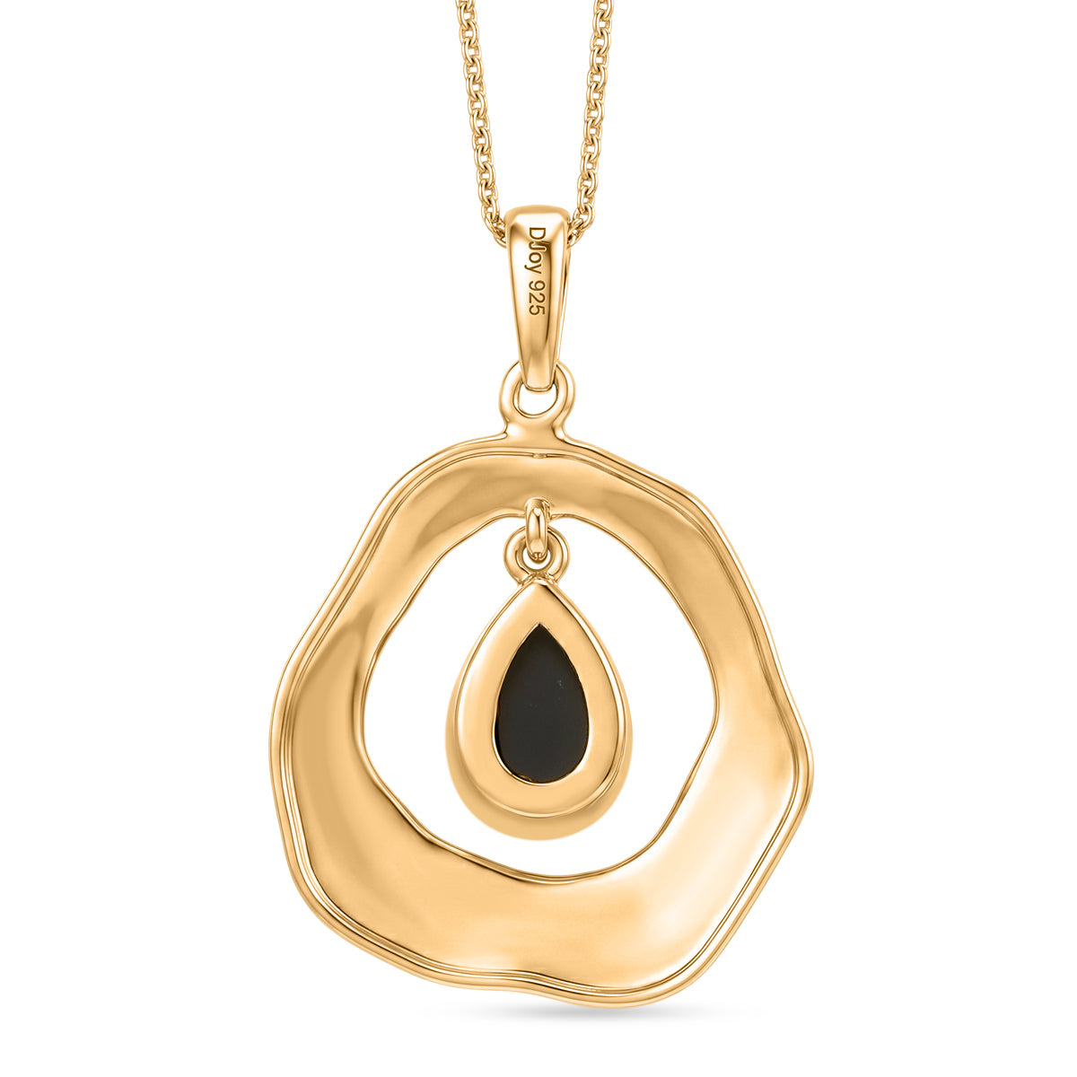 D'Joy - Boulder Opal Pear Cut Solitaire Pendant with Chain (Size 20) in Yellow Gold Plated Sterling Silver V32513783 5