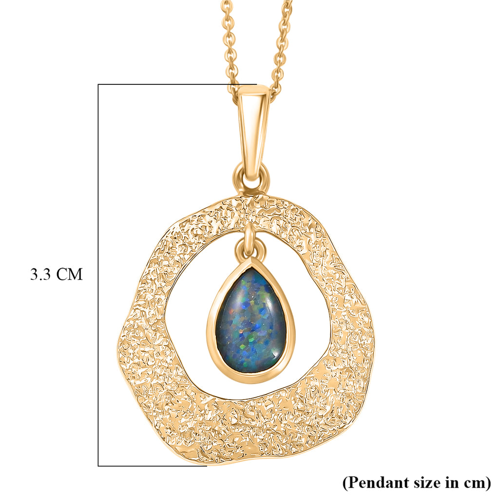 D'Joy - Boulder Opal Pear Cut Solitaire Pendant with Chain (Size 20) in Yellow Gold Plated Sterling Silver_4475729_5