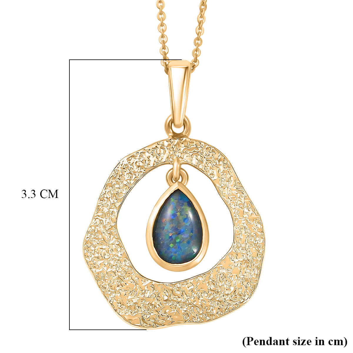 D'Joy - Boulder Opal Pear Cut Solitaire Pendant with Chain (Size 20) in Yellow Gold Plated Sterling Silver V32513783 6
