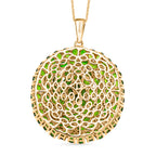 D'Joy - Natural Chrome Diopside Floral Cluster Pendant with Chain (Size 20) in 18K Vermeil Yellow Gold Plated Sterling Silver 14.40 Ct, Silver Wt. 10.30 Gms_4475946_6