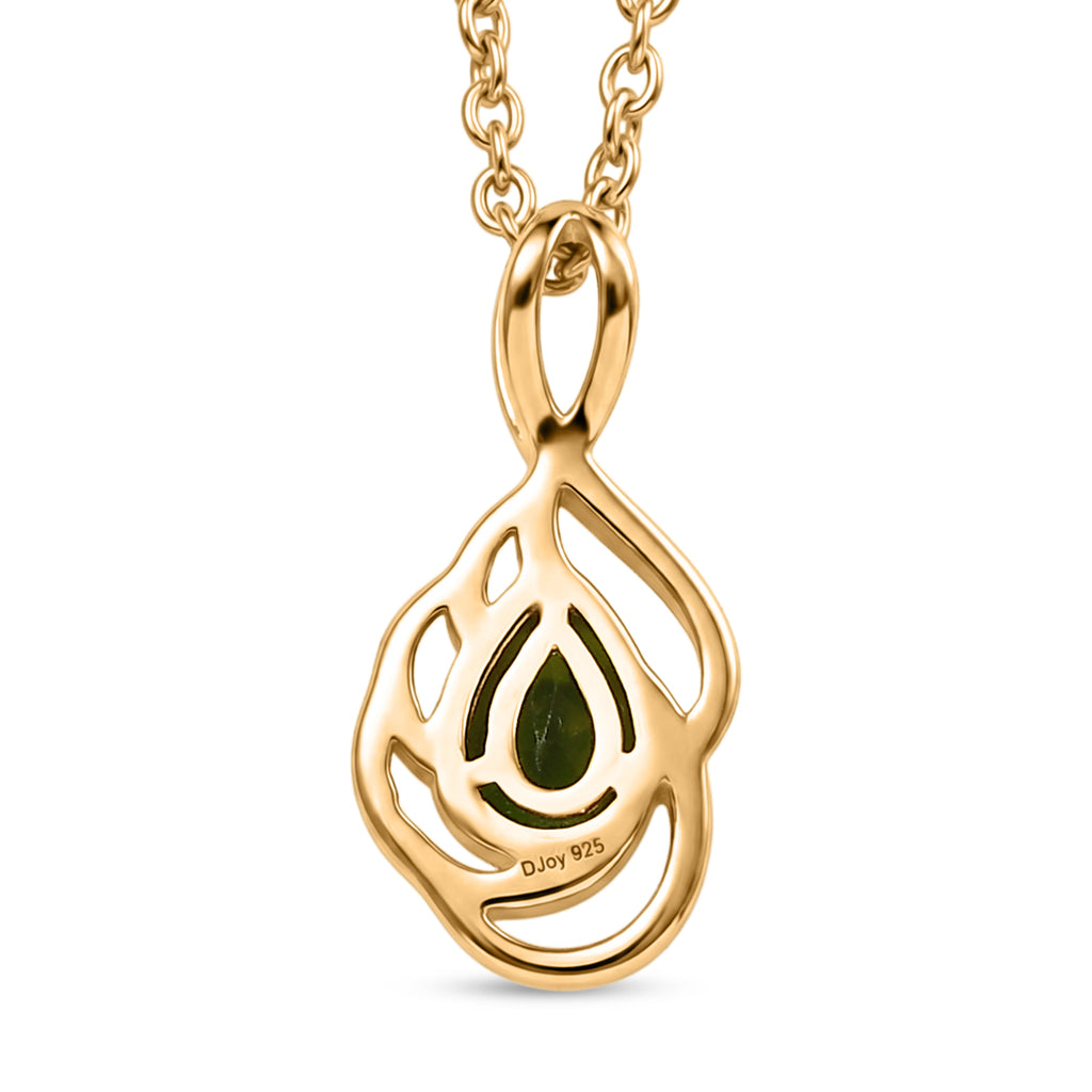D'Joy - Natural Chrome Diopside Solitaire Pendant in Yellow Gold Plated Sterling Silver with Chain (Size 20)_4475951_4