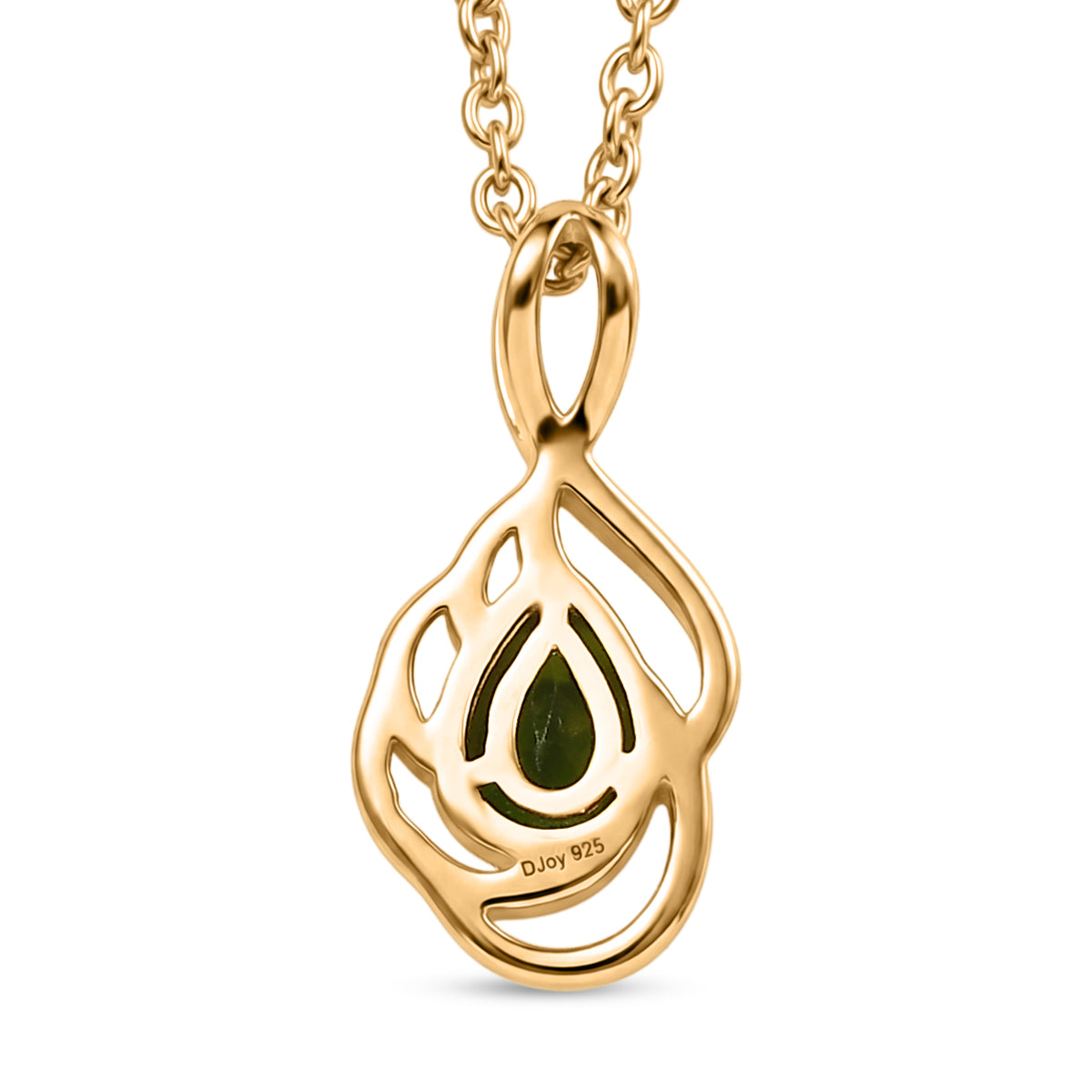 D'Joy - Natural Chrome Diopside Solitaire Pendant in Yellow Gold Plated Sterling Silver with Chain (Size 20) V32513280 5