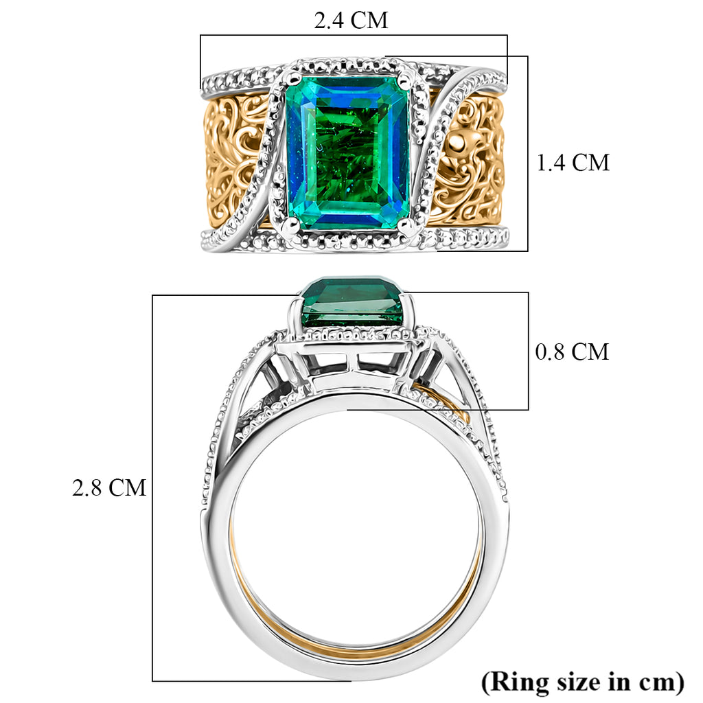 Set of 2 - EverTrue Peacock Triplet Quartz Ring in Two Tone Plating 3.70 Ct._4476692_6