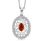 D'Joy -  Natural Crimson Fire Opal & Moissanite Pendant with Chain (Size 20) in Rhodium Overlay Sterling Silver_4476801