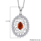 D'Joy -  Natural Crimson Fire Opal & Moissanite Pendant with Chain (Size 20) in Rhodium Overlay Sterling Silver_4476801_5