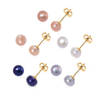 WOW Deal - Set of 5 - Multi Colour Fresh Water Pearl Stud Earrings with Push Backs in Yellow Gold Tone 12.50 Ct._4476881