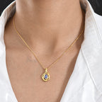 D'Joy - Tanzanite & White Zircon Twisted Halo Pendant with Chain (Size 20) in Yellow Gold Plated Sterling Silver_4476887_1