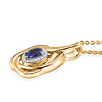 D'Joy - Tanzanite & White Zircon Twisted Halo Pendant with Chain (Size 20) in Yellow Gold Plated Sterling Silver_4476887_3