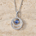 D'Joy - Tanzanite & White Zircon Solitaire Pendant with Chain (Size 20) in Rhodium Overlay Sterling Silver_4476888_2