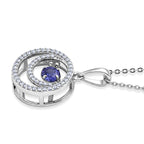 D'Joy - Tanzanite & White Zircon Solitaire Pendant with Chain (Size 20) in Rhodium Overlay Sterling Silver_4476888_3